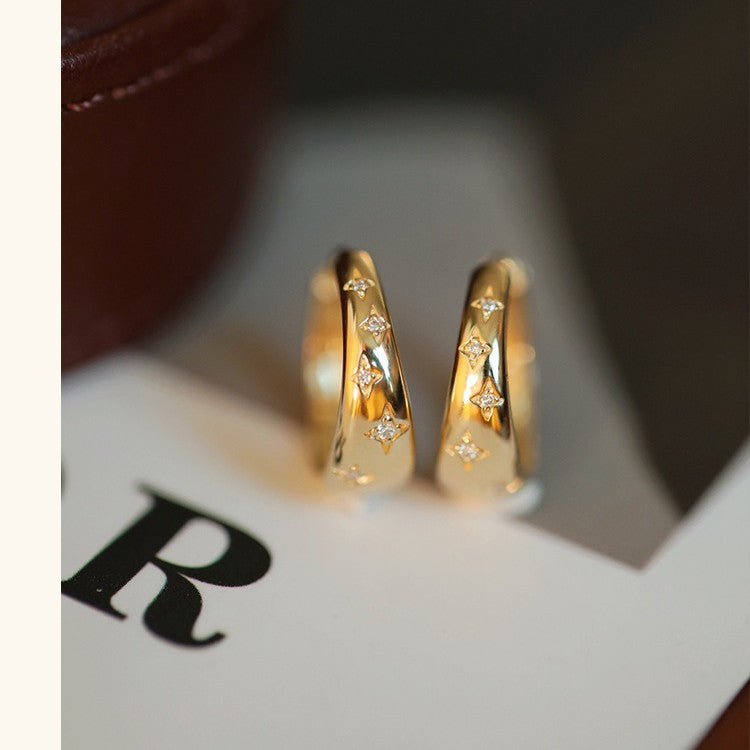 All-match sterling silver zircon earrings earrings female