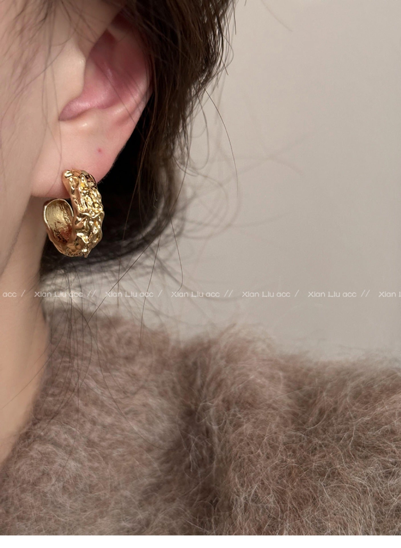 Irregular Gold Earrings Popular High-End Earrings Female Minority Design Earrings Ear Studs